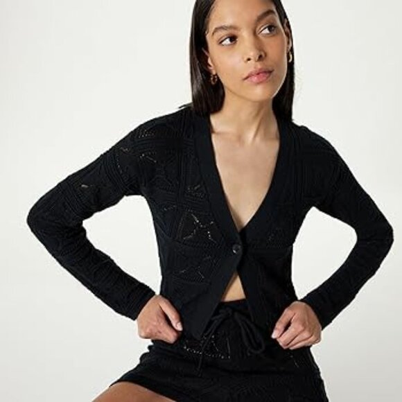 The Drop Women's Black 's Lee Crochet Cardigan - Picture 1 of 8